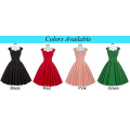 Belle Poque Stock Sleeveless solide Baumwolle Retro Vintage 50er Kleid kurz rot BP000069-2
